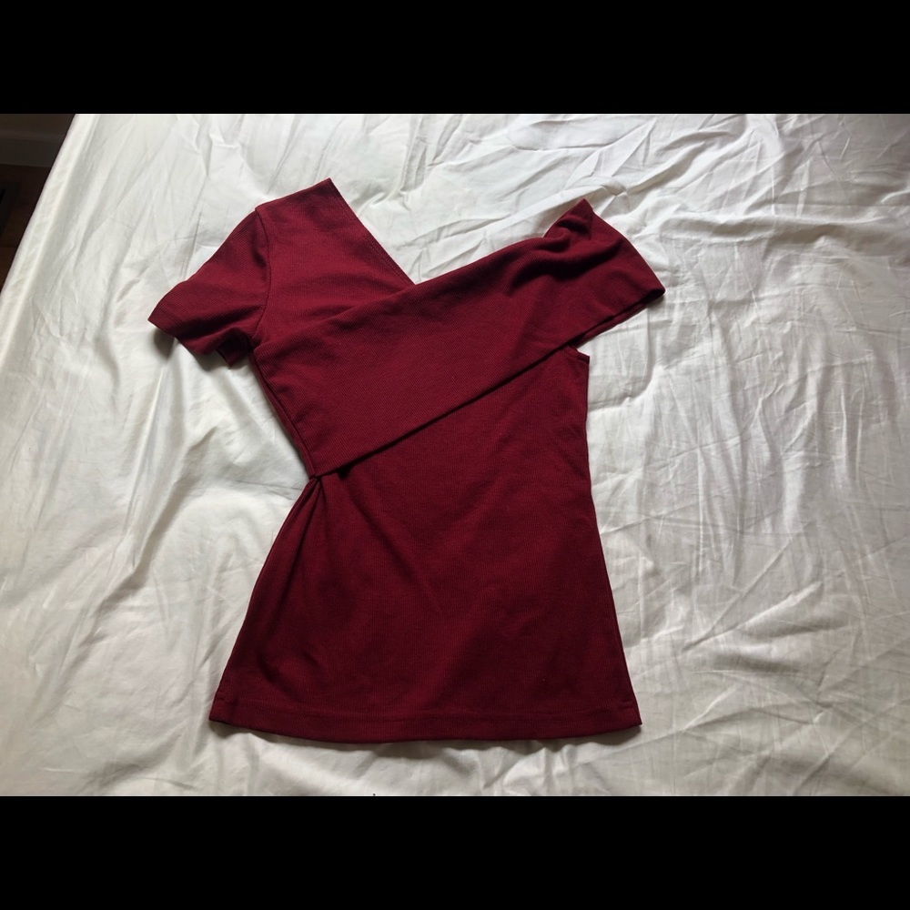 Asymmetrical Neck Cross Wrap Top Size Small